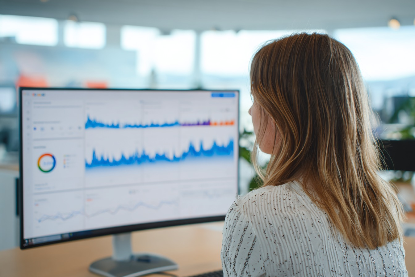 Tableau de bord d'analyse avec graphiques et métriques de performance